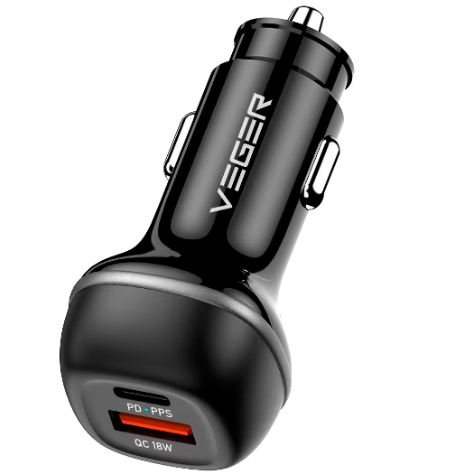 VG-CC62-1A1C VEGER   Punjač za automobil   Snaga 51 W   Brzo punjenje PD30 W, QC18 W  