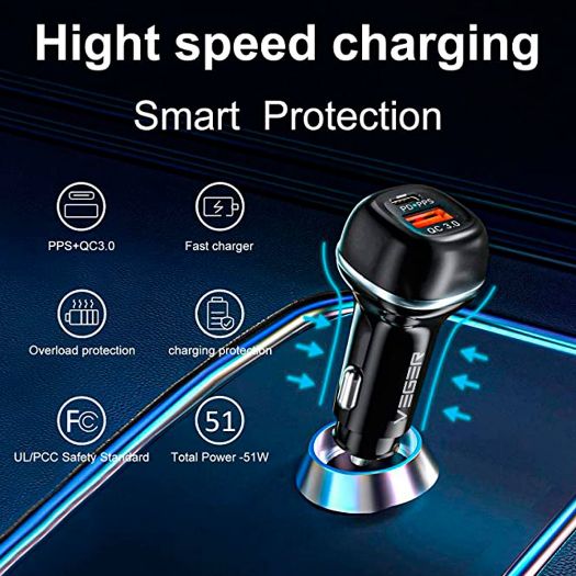 VG-CC62-1A1C, CESTE, Auto punjač, Snaga 51W, Brzo punjenje PD30W, QC18W, USB