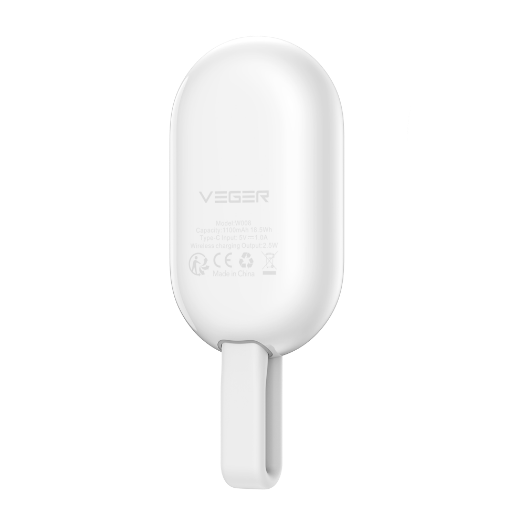 VG-W0102 VEGER Wireless power bank with LEDs   Capacity 1200mAh   USB C input 