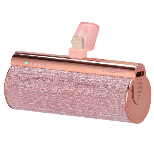 VG-W0573P-R VEGER Mini Power bank with LEDs for charging   Capacity 5000mAh 