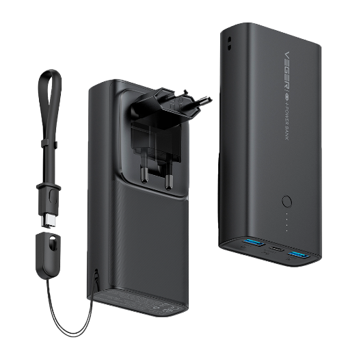 VG-W1146 VEGER Power bank with charging LEDs   Capacity 10000mAh   Inputs AC, USB