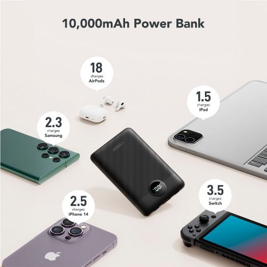 VG-W1170, VEGER Power bank s LCD zaslonom, Kapacitet 10000mAh, Ulazi Munja, USB