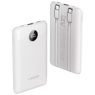 VG-W1170-W VEGER Power bank with LCD display   Capacity 10000mAh   Inputs Lightning, USB