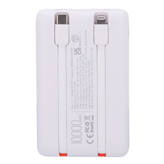 VG-W1170-W, VEGER Power bank s LCD zaslonom, Kapacitet 10000mAh, Ulazi Munja, USB