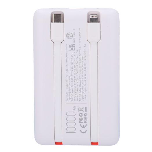 VG-W1170-W VEGER Power bank with LCD display   Capacity 10000mAh   Inputs Lightning, USB