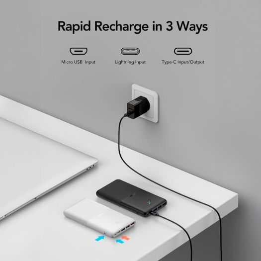 VG-W2060, VEGER Power bank s LED diodama za punjenje, Kapacitet 20000mAh, USB, C, Mikro USB, Ulazi munje