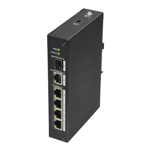 XS-SW06-DIN, X, Sigurnost, Prekidač za stolno računalo, 4 porta RJ45 + 1 gigabitni kombinirani port