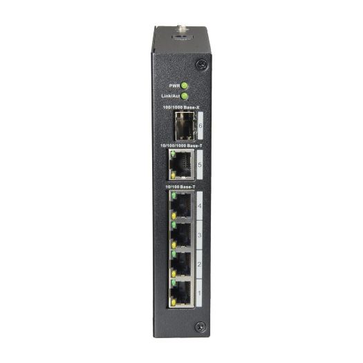 XS-SW06-DIN, X, Sigurnost, Prekidač za stolno računalo, 4 porta RJ45 + 1 gigabitni kombinirani port