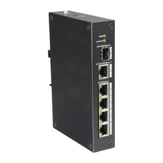 XS-SW06-DIN, X, Sigurnost, Prekidač za stolno računalo, 4 porta RJ45 + 1 gigabitni kombinirani port