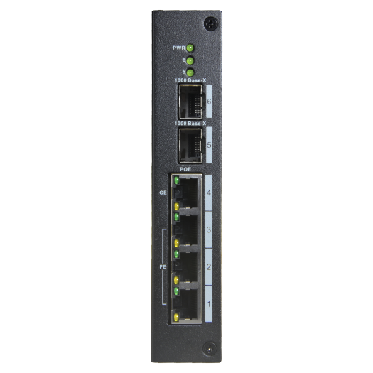 XS-SW0604-96-DIN-HIPOE X Security PoE Switch   4 PoE ports + 2 SFP fiber ports 