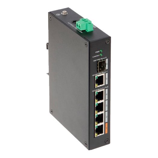 XS-SW0604HIPOE-F-60-DIN, X, Sigurnosni prekidač PoE, 4 PoE porta +1 SFP +1 Gigabit Uplinka