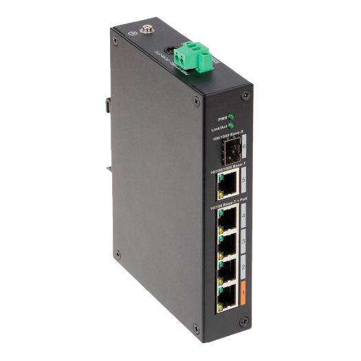 XS-SW0604HIPOE-F-60-DIN X Security PoE Switch   4 PoE ports +1 SFP +1 Uplink Gigabit 
