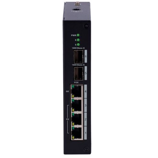 XS-SW0604HIPOE-MF-120-DIN, X, Sigurnosni prekidač PoE, 3 FE porta + 1GE + 2 GE SFP