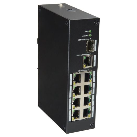 XS-SW09-C-DIN, X, Sigurnost, Industrijski prekidač, 8 portova RJ45 + 1 Uplink GIGA + 1 SFP