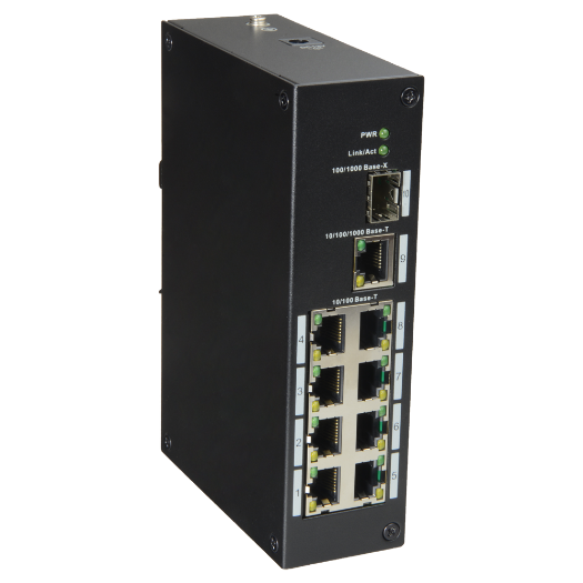 XS-SW09-C-DIN X Security   Industrial Switch   8 ports RJ45 + 1 Uplink GIGA + 1 SFP 