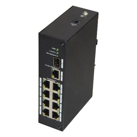 XS-SW09-C-DIN, X, Sigurnost, Industrijski prekidač, 8 portova RJ45 + 1 Uplink GIGA + 1 SFP
