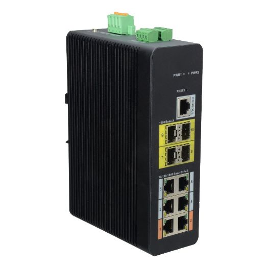 XS-SW1006HIPOE-MFG-120-DIN, X, Sigurnosni HiPoE prekidač, 6 PoE portova (RJ45) + 4 Uplink port (SFP)