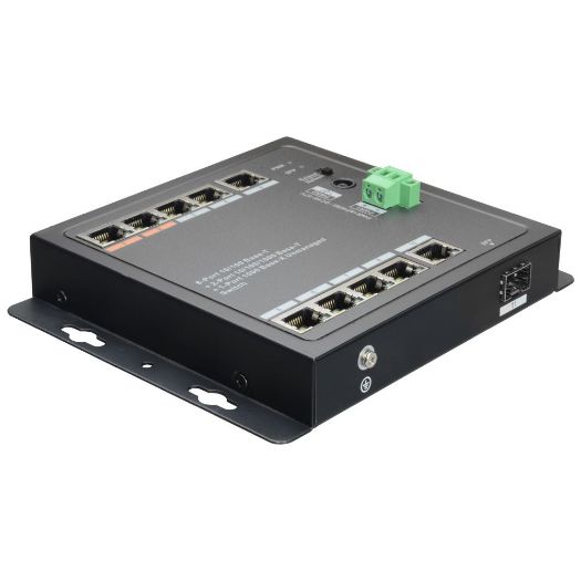 XS-SW1108HIPOE-96DIN, X, Sigurnosni HiPoE prekidač, 8 PoE portova + 2 uzlazna linka (RJ45) + 1 uzlazni link (SFP)