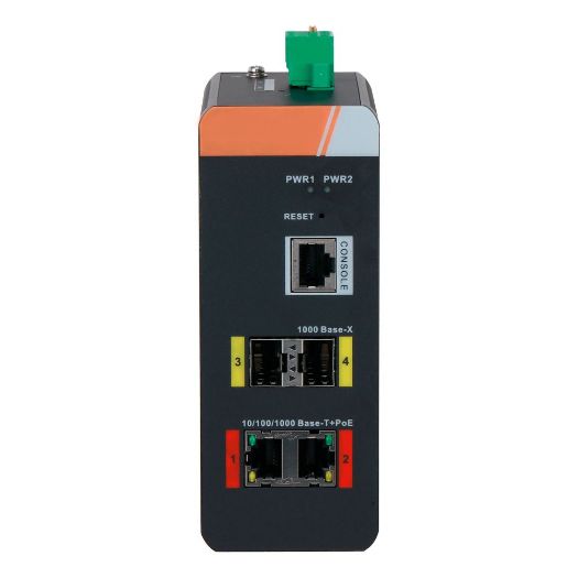 XS-SWI0402HIPOE-MGF-120-DIN, X, Sigurnost PoE Prekidač DIN šina, 2 PoE RJ45 + 2 SFP porta