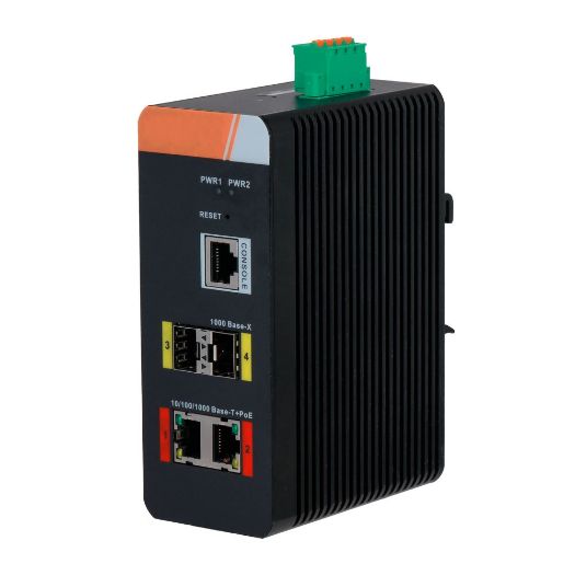 XS-SWI0402HIPOE-MGF-120-DIN, X, Sigurnost PoE Prekidač DIN šina, 2 PoE RJ45 + 2 SFP porta