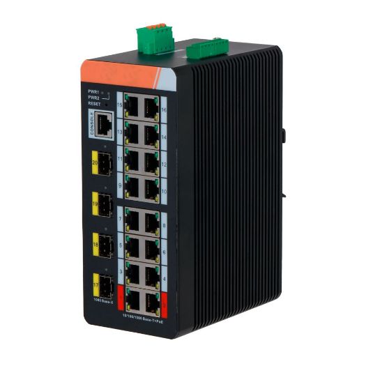 XS-SWI2016HIPOE-MGF-240-DIN, X, Sigurnost PoE Prekidač DIN šina, 16 PoE RJ45 + 4 SFP porta