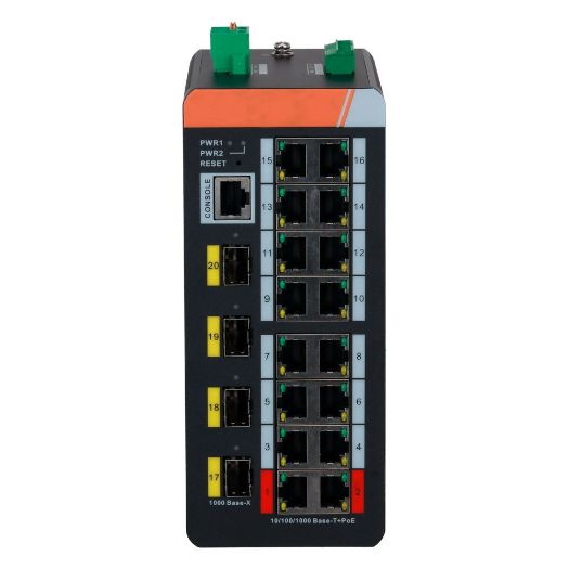 XS-SWI2016HIPOE-MGF-240-DIN, X, Sigurnost PoE Prekidač DIN šina, 16 PoE RJ45 + 4 SFP porta