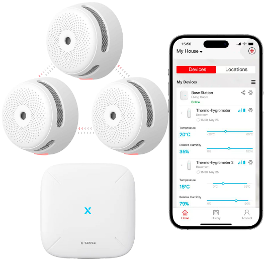 XS01-M X Sense® Mini Stand alone Smoke Detector   Connection with SBS50 HUB for APP communication 