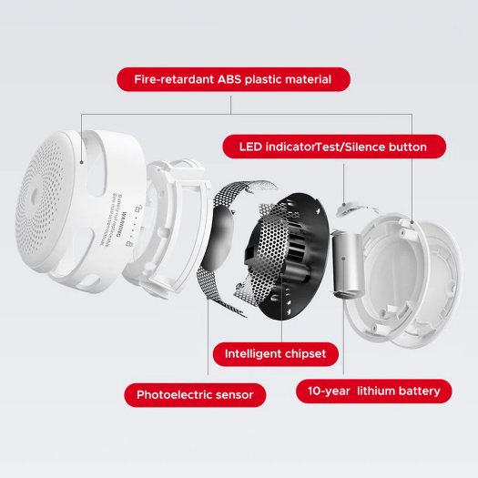 XS01-6PACK Pack of 6 mini stand alone smoke detector X Sense   Battery life 10 years (non