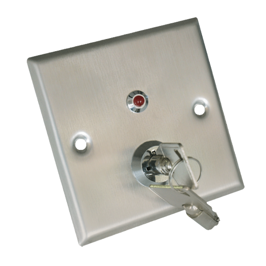 YKS-850LS Push button with key   Led indicator   Tested 500.000 uses   NO/NC/COM/TAMP/LED | Flush or surface mounted 