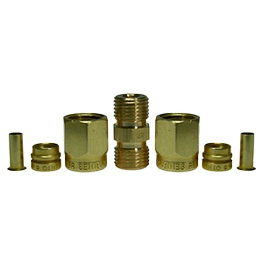 AD5/6-CuZn-Set, Securiton, Set mesinganih adaptera za teflonske cijevi, Uključuje SJ 6/4 CuZn, SS4 CuZn, SS3 CuZn
