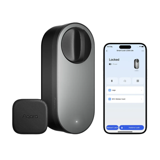AQ-U200-LITE-KIT-B, Aqara pametni brav U200 Lite crna, Matter preko Threada / Bluetooth i NFC  