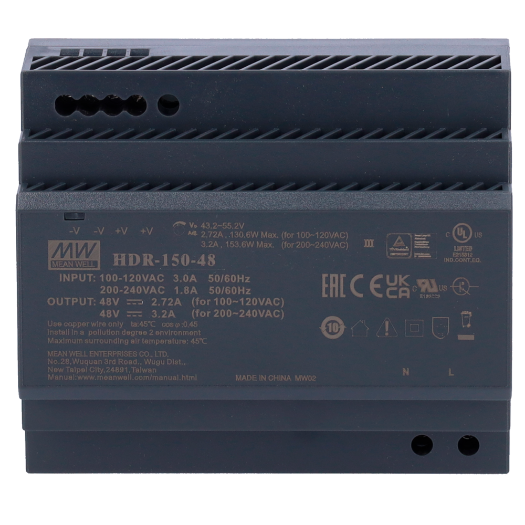 DC48V3A-DIN, napajanje, DC izlaz 48 V / 3,2 A / 150 W, 2 izlaza 