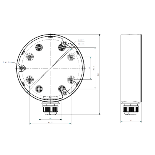 DS-1280ZJ-DM21-CRNI, razvodna kutija, za kupolaste kamere, pogodna za vanjsku upotrebu 