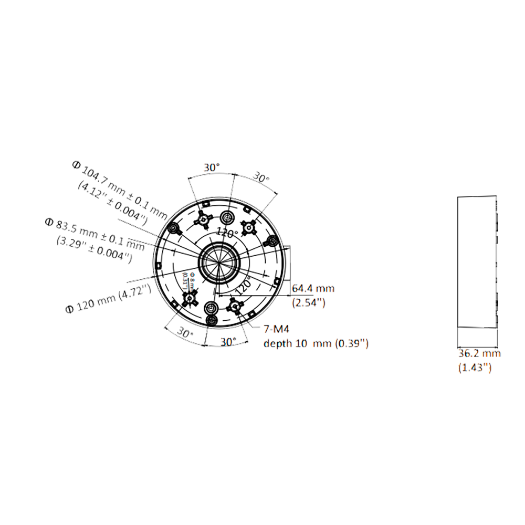 DS-1280ZJ-DM46-CRNI, razvodna kutija, za kupolaste kamere, pogodna za vanjsku upotrebu 