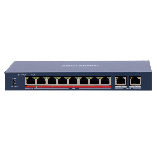 DS-3E0310HP-E, Hikvision PoE switch, 8 priključaka 10/100 Mbps PoE + 2 Gigabit RJ45 