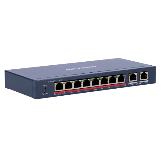 DS-3E0310HP-E, Hikvision PoE switch, 8 priključaka 10/100 Mbps PoE + 2 Gigabit RJ45 