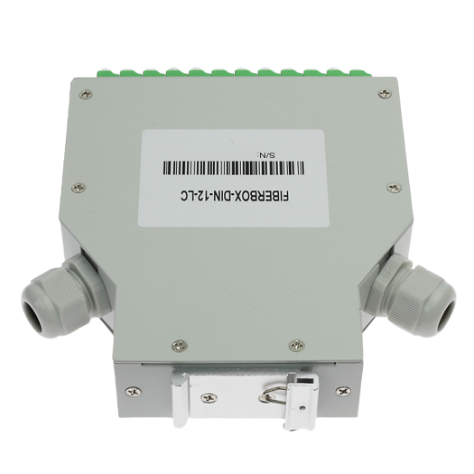 FIBERBOX-DIN-12-LC, optička kutija, 12 LC/APC duplex priključaka, APC polirani tip, zelena boja 