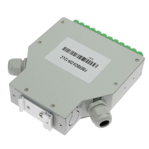 FIBERBOX-DIN-12-LC, Kutija od vlakana, 12 LC/APC Duplex portova, APC polirani tip, zelena boja