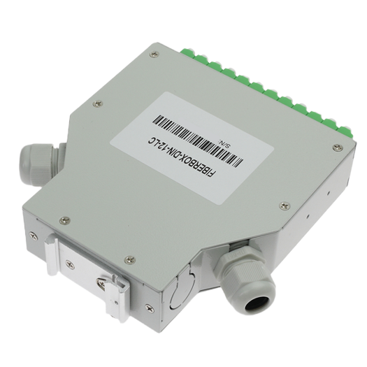 FIBERBOX-DIN-12-LC, optička kutija, 12 LC/APC duplex priključaka, APC polirani tip, zelena boja 