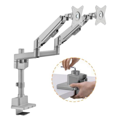 LDT62-C024P-GREY, Podrška za dva monitora, Instalacija na stolu, Maksimalno opterećenje 9 Kg/krak