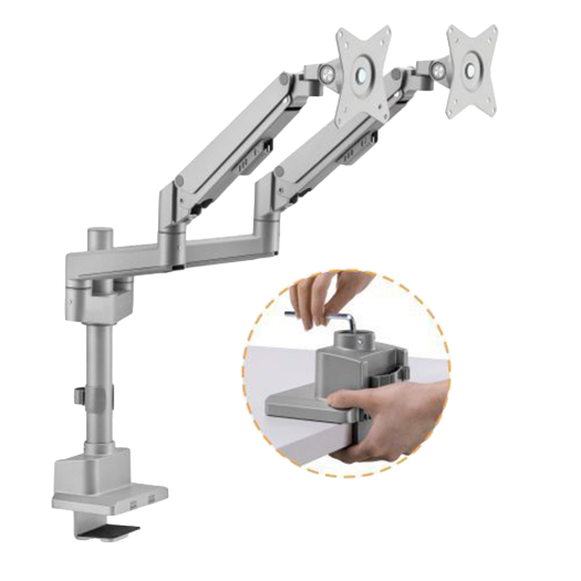 LDT62-C024P-SIVA, Podrška za dva monitora, Montaža na stol, Maksimalno opterećenje 9 kg po ruci 