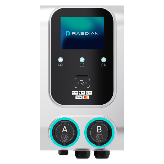 RD-GEMINI-22WD-SS-M1-P2, punjač s dvostrukom utičnicom za električna vozila, snaga 2x22 kW / 32 A / trofazni