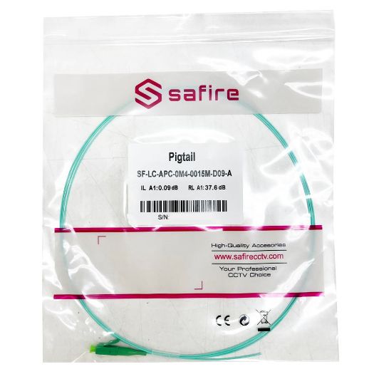 SF-LC-APC-OM4-0015M-D09-A, Optički pigtail, Višemodno vlakno OM4, LC APC simpleks konektor