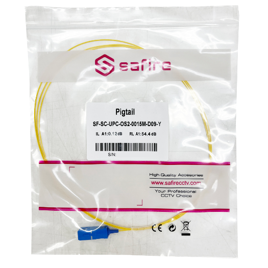 SF-SC-UPC-OS2-0015M-D09-Y, optičko vlakno pigtail, jednomočno, OS2 