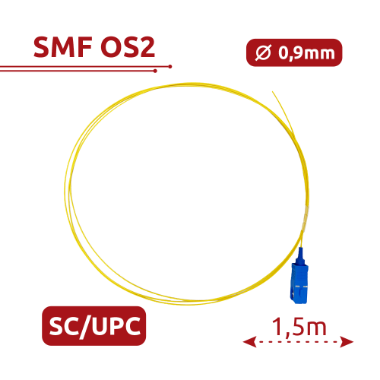 SF-SC-UPC-OS2-0015M-D09-Y, optičko vlakno pigtail, jednomočno, OS2 
