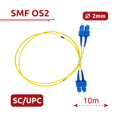 SF-SC-UPC-SC-UPC-OS2-DX-10M-Y, optički kabelski spoj, jednomodni OS2 vlakno 