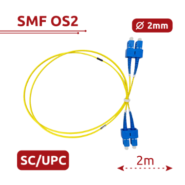 SF-SC-UPC-SC-UPC-OS2-DX-2M-Y, optički kabelski spoj, jednomodni OS2 vlakno 