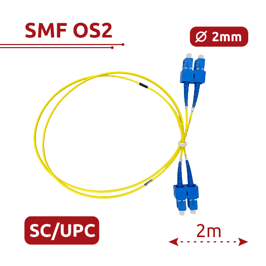 SF-SC-UPC-SC-UPC-OS2-DX-2M-Y, optički kabelski spoj, jednomodni OS2 vlakno 