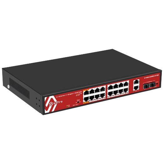 SF-SW2016HIPOE-GF-300, Safire Switch Hi, PoE, 16 PoE portova + 2 SFP + 2 RJ45