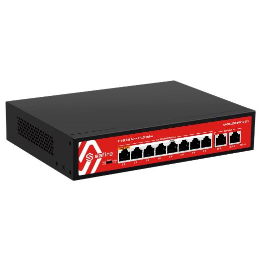 SF-SW1008HIPOE-G-115, Safire Switch Hi, PoE, 8 PoE port(ovi) + 2 gore, priključak(ovi) za povezivanje